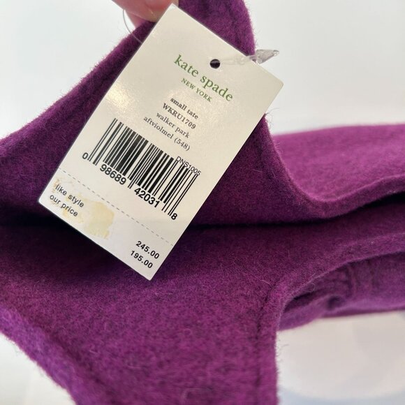 NWT Kate Spade New York Walker Park Purple Felt Thick Bow Bag - Picture 3 of 12